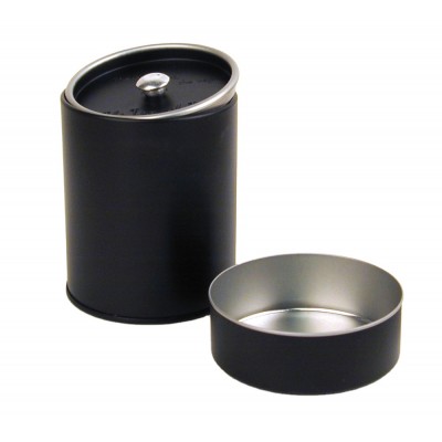 Custom logo black cylinder tin can packaging for tea